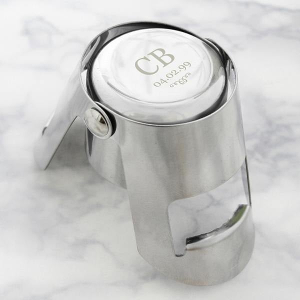 Personalised Monogram and Date Bottle Stopper - alternative angle