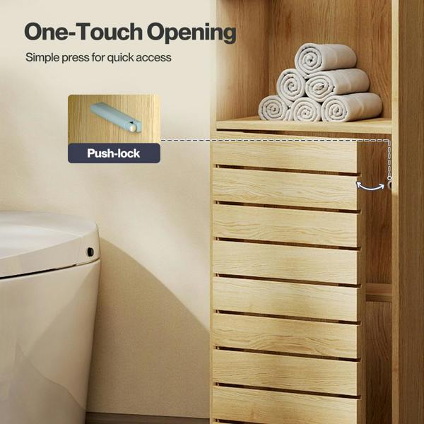 Levede Bathroom Storage Cabinet Hallway Tall Cupboard Adjustable Shelves Oak