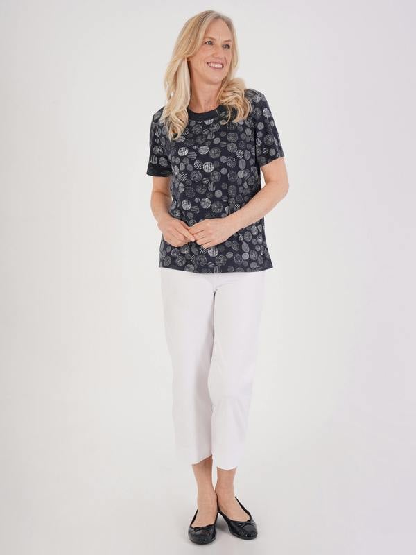 TIGI Pintuck Detail Neckline Printed Top