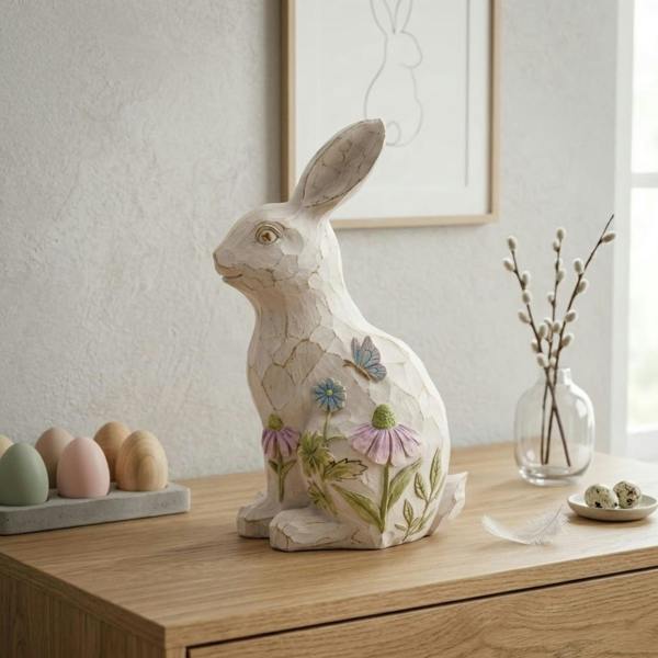 Garden Greatness Distressed Floral Bunny Decoration