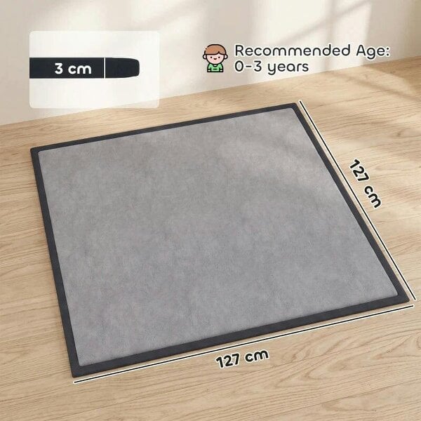 Baby Play Mat, 3CM Thick Foam Playmat Rug, Soft Flannel, Non-Slip, Water Resistant, Easy Care, 127 x 127 cm, Dark Grey