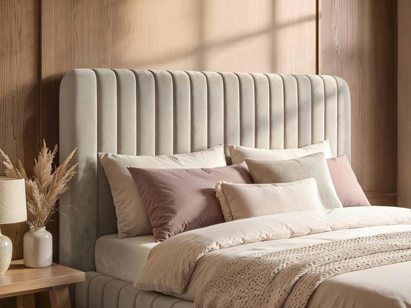 SOLACE+CO Adelaide Upholstered Bed Frame Beige Double