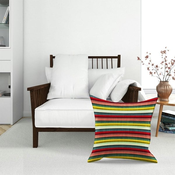 Warren Reed Multicolour Striped Brish Pattern Floor Cushion