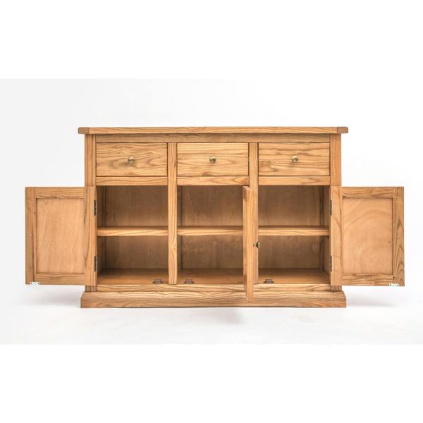Cabinet Bits Salerno Light Wood 3 Drawer 3 Door Sideboard Brass Knob
