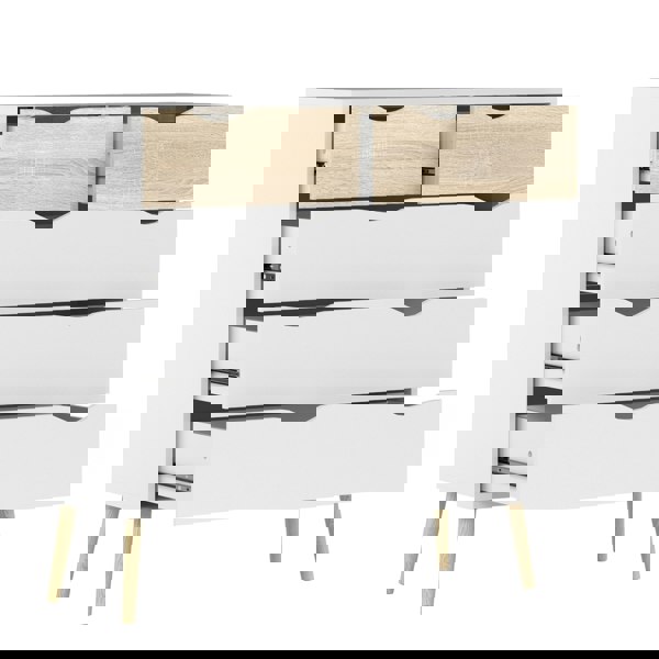 Furniture To Go Oslo Chest of 5 Drawers (2+3) in White and Oak