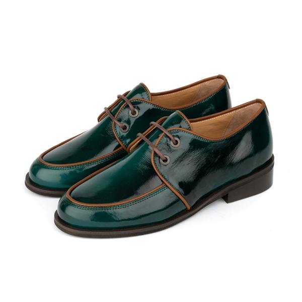 Embassy London Kiss - Green - Women's patent leather lace up shoe