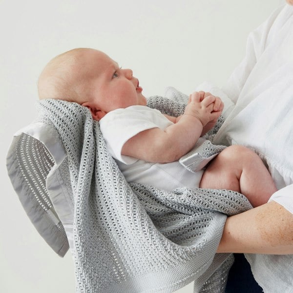 Luxury Organic Baby Blanket with Satin Edging – Grey & Grey - The Tiny Bed Company™