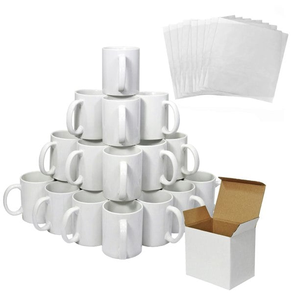 Monstershop 72 11oz White Mugs With Boxes & 10 Sublimation Sheets