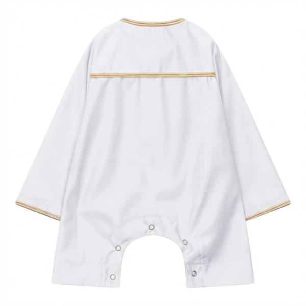 TT-003 - Baby Toddler Emirati Omani Gold Tassel Romper Thobe - White - Thobez - 6