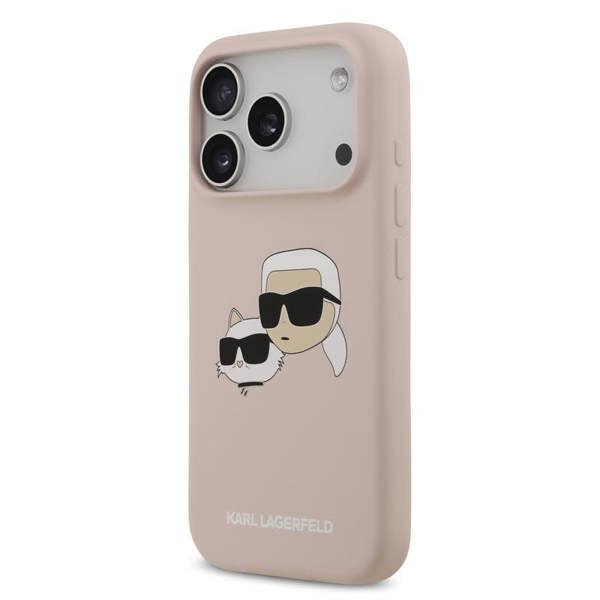 Karl Lagerfeld Liquid Silicone Karl and Choupette Head Case for iPhone 17 Pro 6.3" Pink - KLHMP17LSKCHPPLP