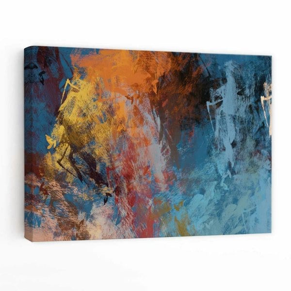Artze Wall Art Abstract Blue and Orange Canvas Wall Art Print
