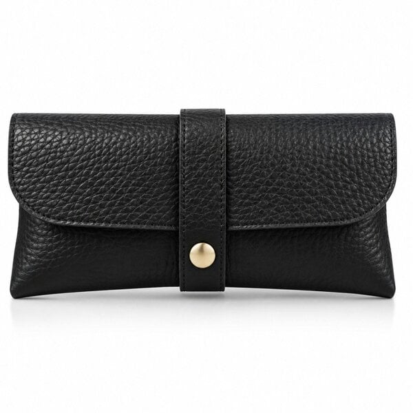 Love EMVY Italian Genuine Leather Glasses Case with Press Stud Fastening