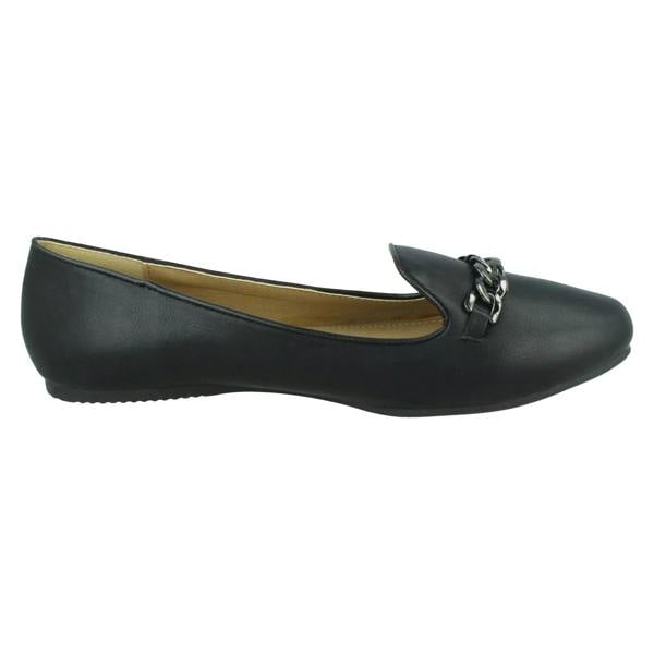 Spot On Ladies Spot On Chain Trim Flat Ballerina Shoes F80015