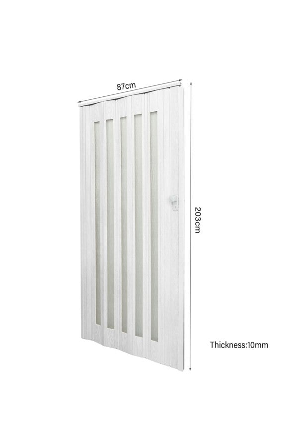 Living and Home 203x87cm White PVC-Acrylic Folding Partition Door with Wheels & Handle