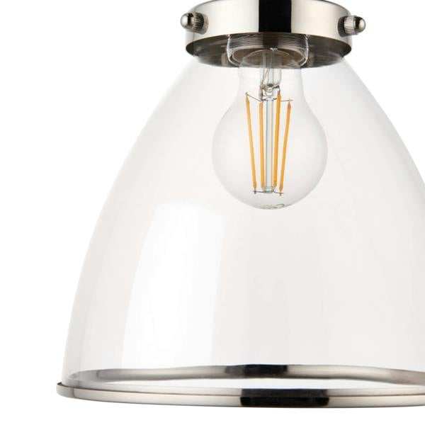 Pagazzi Lighting Brunswick Satin Nickel and Clear Glass  Easy-Fit Pendant Shade