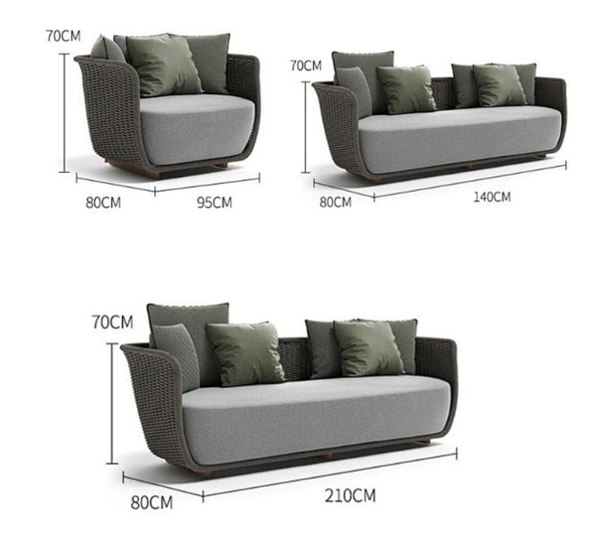 Eusden Rattan Outdoor Sofa Set, Outdoor Furniture-Weilai Concept-Weilai Concept