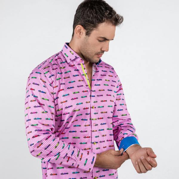 GRAND PRIX STRIPES PRINT SHIRT - Premium Men's Patterned Shirt by Claudio Lugli | Bold Design, Tailored Fit, Best Printed Shirts