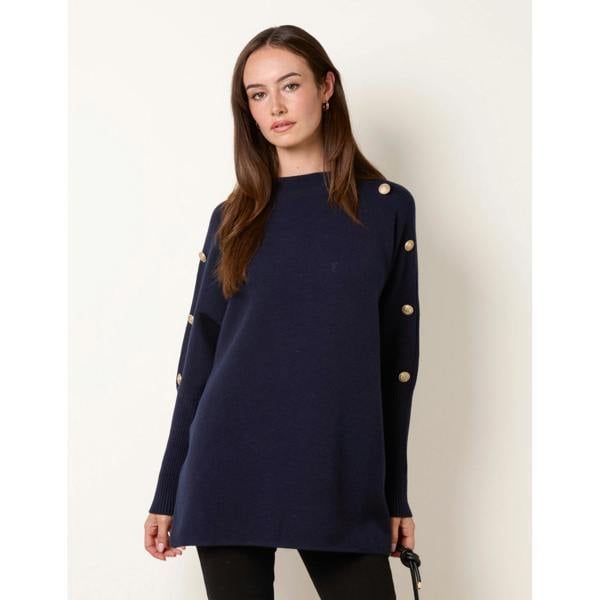 Blue Vanilla Long Sleeve Military Button Jumper