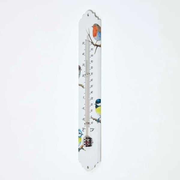 HOMESCAPES Outdoor Thermometer with Bird Design