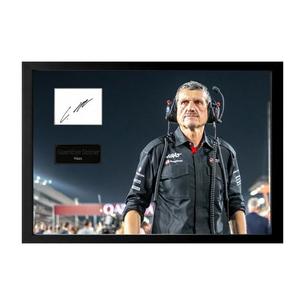 Guenther Steiner Signed 12x8 Image Cut Iconic Frame (ACG Cert)