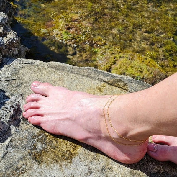 Gold Trip Satellite Double Chain Anklet