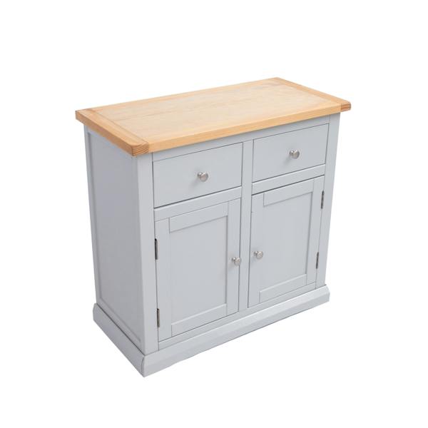 Cabinet Bits Loreo Light Grey 2 Drawer 2 Door Sideboard Chrome Knob