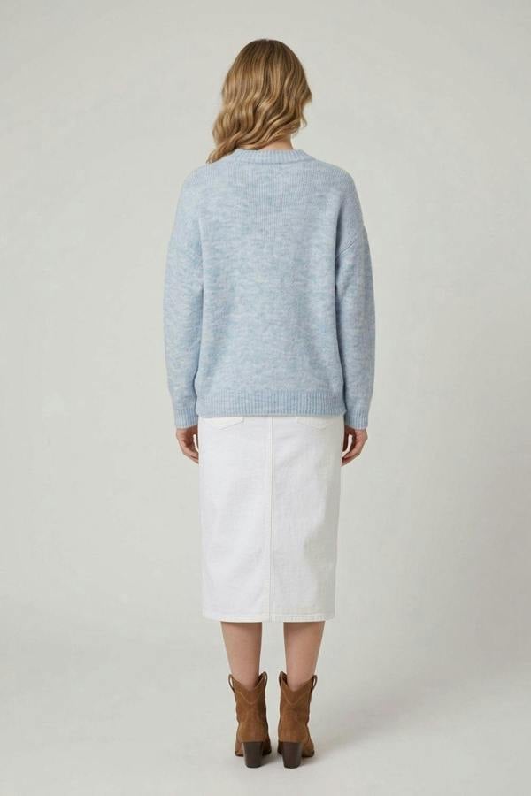 Blue | Textured Relaxed Drop Shoulder Jumper