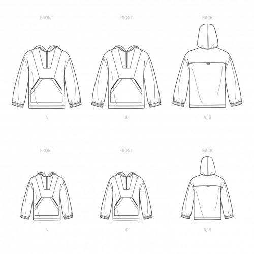 Simplicity Sewing Pattern 9481, Hoodies for Kids, Teenagers, Women, Men, A (XS - L / XS - XL) - Intermediate