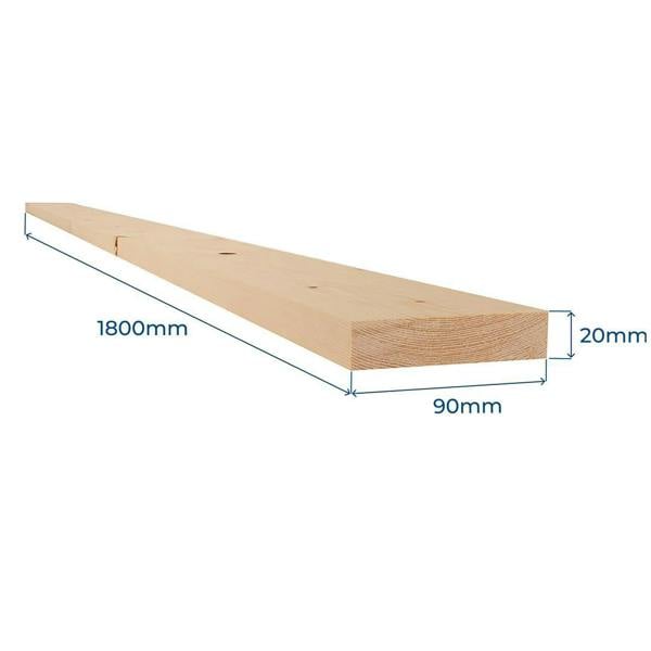 Snowdon Timber Untreated 4x1" Timber (T) 20mm (W) 90mm (L) 1.8m