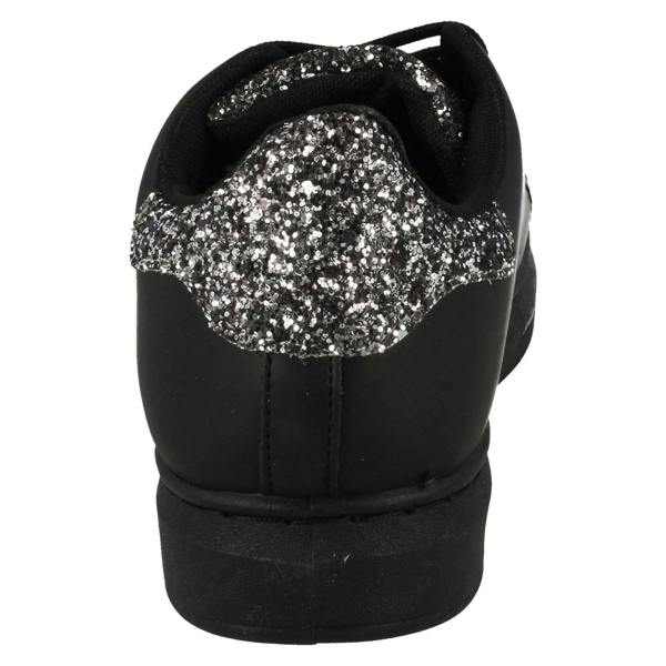 Spot On Ladies Spot On Lace Up Trainer Pump with Glitter