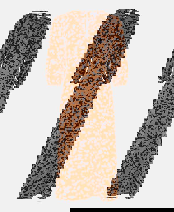 brown animal print midi dress