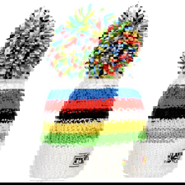 Big Bobble Hats Kids UCI White Rainbow Stripes