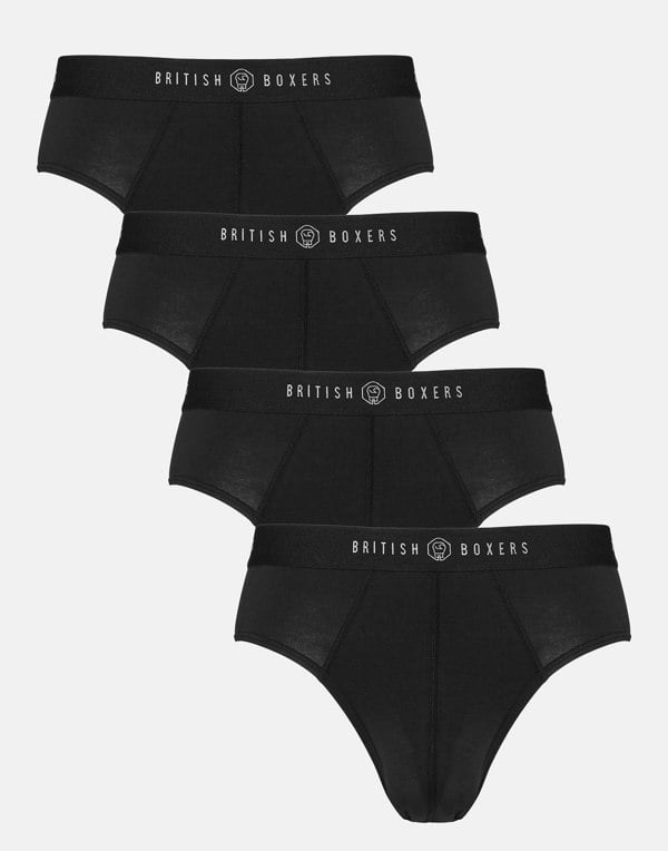 British Boxers Multipack! 4 Pairs of Men's Bamboo Briefs - Black