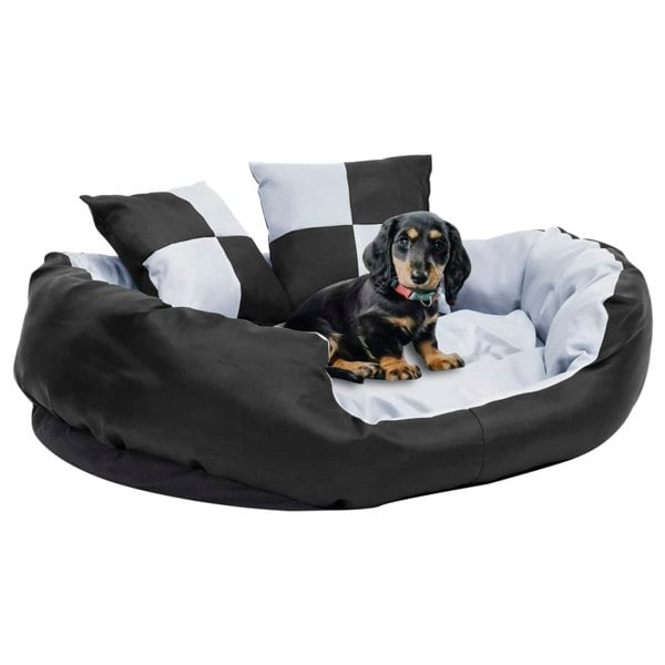 Berkfield Reversible & Washable Dog Cushion Grey and Black 85x70x20 cm