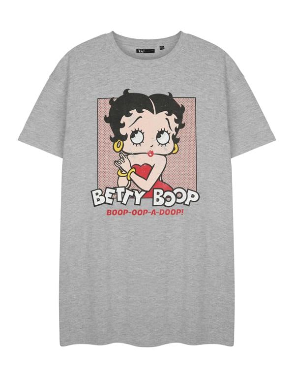 Betty Boop Womens Grey Oop-A-Doop Short Sleeve Nightdress