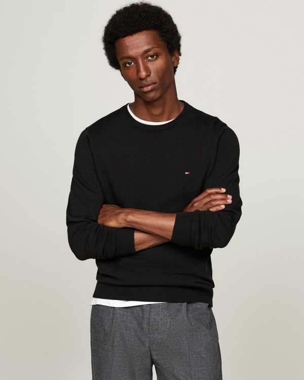 Tommy Hilfiger Core Essential Cotton Crew Mens Sweatshirt - Black