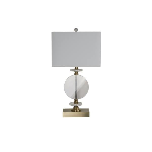 Lighting Collection Contemporary Gold Base Table Lamp with Decorative Clear Disc