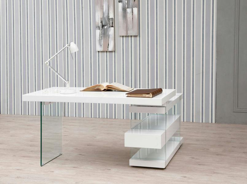 Angel Cerdá Tempered glass desk with wooden top 3002/3003