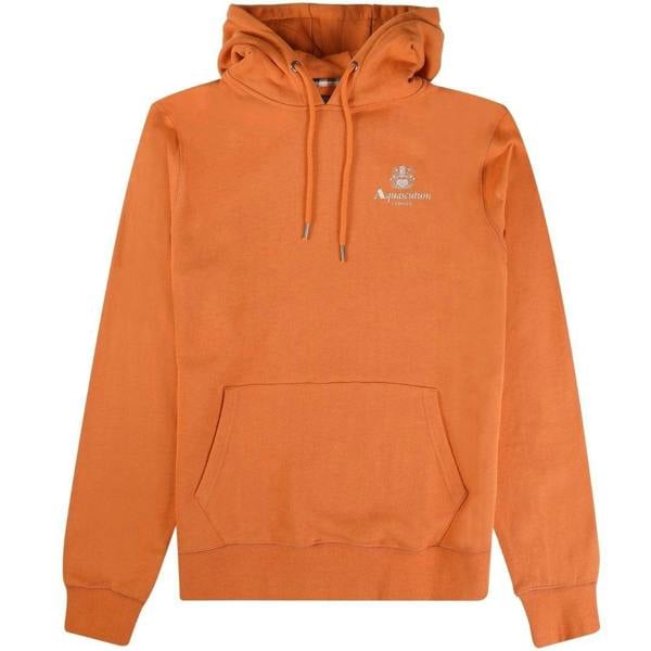 Aquascutum Mens Active Small Logo Hoodie - Rust Orange - 
