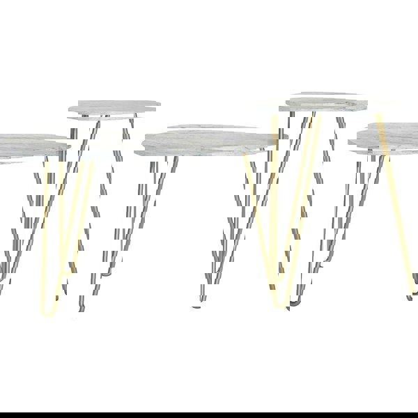 Dorel Home Athena Nesting Tables in White Faux Marble / Golden Legs