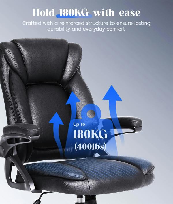 ADOV Executive Office Chair with Padded Flip-up Armrests, High Back Ergonomic Desk Chair with Lumbar Support