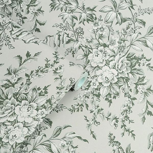Laura Ashley Picardie Wallpaper - Sage Green - 10m