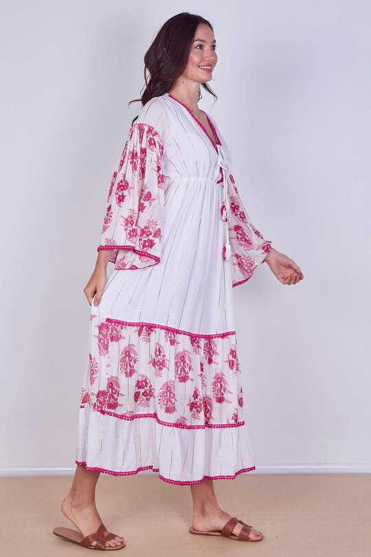 Bohemian Tiered Maxi Dress – Flowy Viscose Elegance