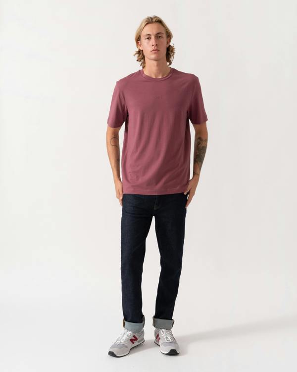 Model wearing the BOSS Orange TChup Mens Crew Neck Small Logo T-Shirt  - Medium Red 618 