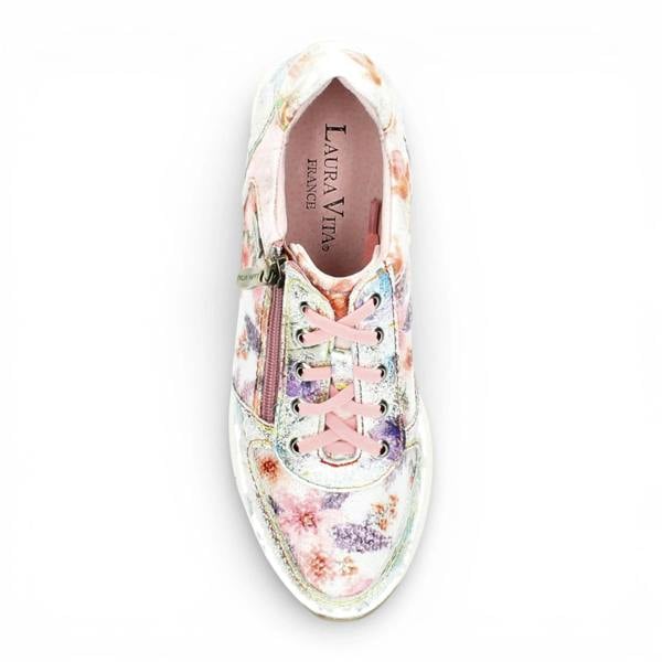 Laura Vita Gycmo 58 - Women's Rose Pink Floral Leather Sneakers