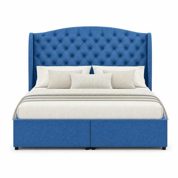 Great British Beds Venice Divan Bed - Blue Plush