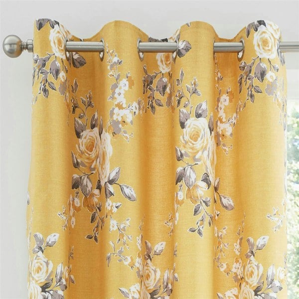 Catherine Lansfield Canterbury Fully Lined Eyelet Curtains Ochre