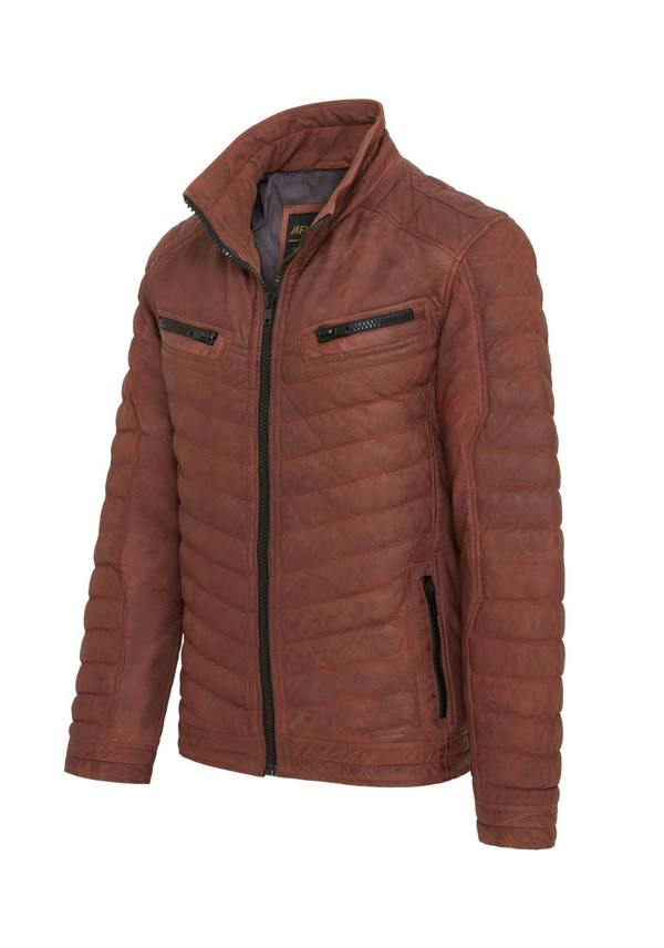 Infinity Leather Mens Quilted Puffer Leather Bomber Jacket - Torpoint