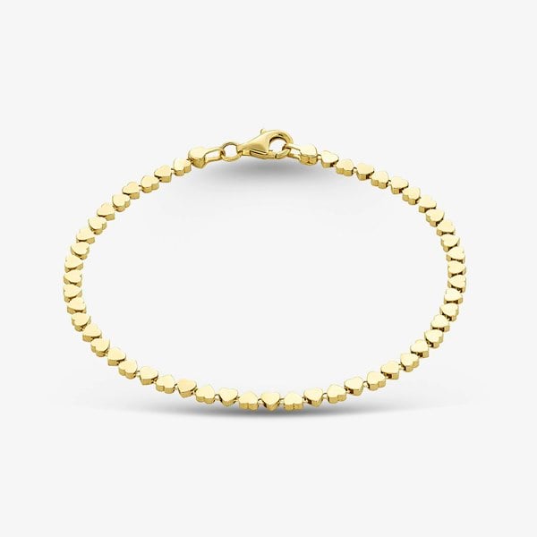 T. H. Baker 9ct Yellow Gold 7.5 Inch Stamped Heart Bracelet HSHB-470-9Y-7.5