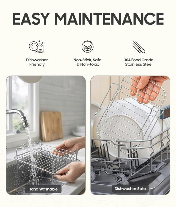 ADOV Air Fryer Accessories Kit 13-Piece for Dual Air Fryers, Silicone Liners, Racks, Skewers, Gloves and Cooking Tools